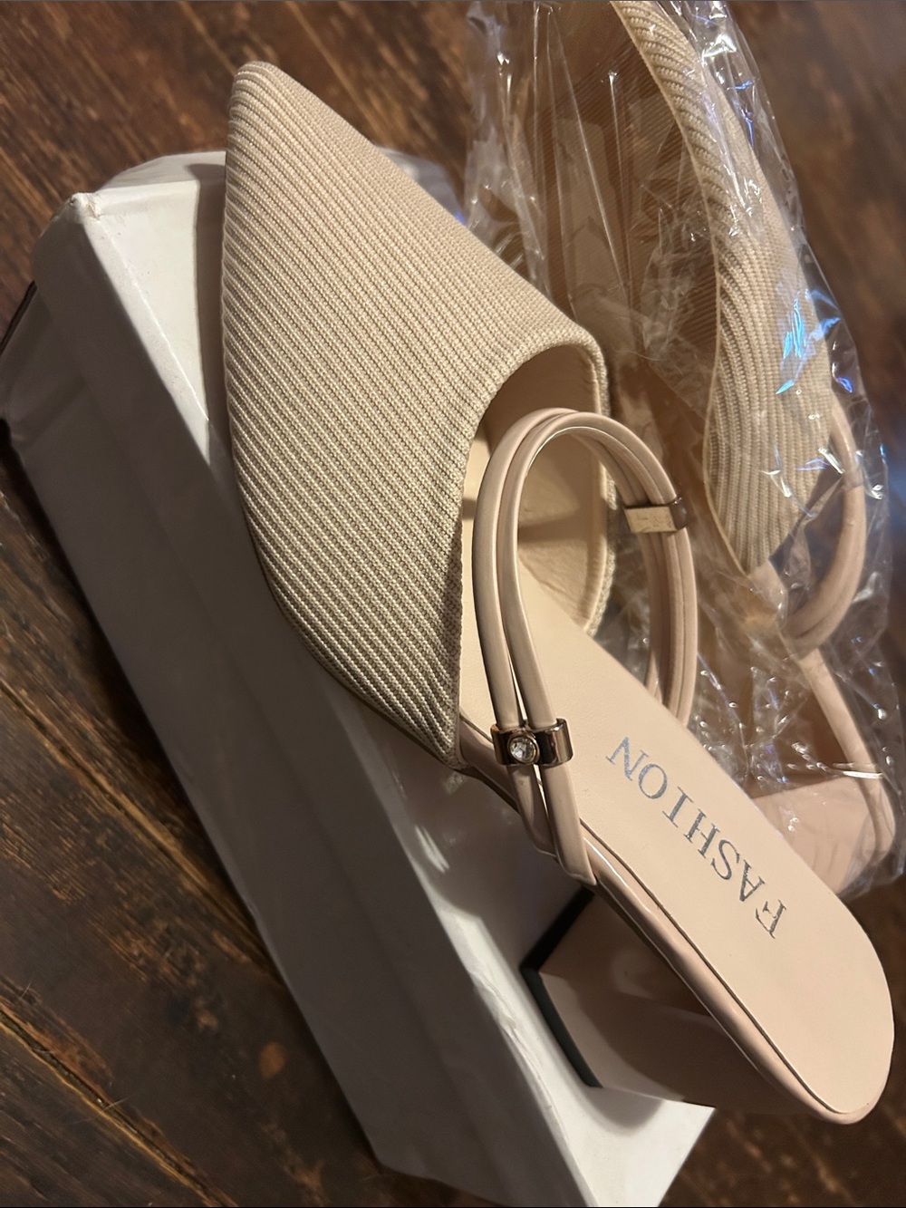 SHEIN Nude Pointed Toe Slingback Flats